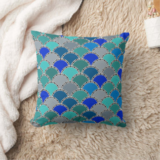 Cojín Decorativo Patrón de escalas grises Verde azuladas azul turqu