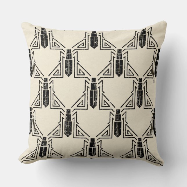 Cojín Decorativo Patrón de escarabajo Art Deco - Negro en crema (Anverso)
