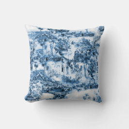 Cojín Decorativo Patrón de escena romántica de azulejos azules de P