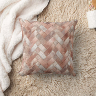 Cojín Decorativo Patrón de espiga en oro blanco rosa