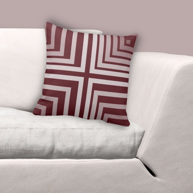 Cojín Decorativo Patrón de esquinas angulares rojas geométricas (Geometric Red Angular Corners Pattern Throw Pillow)