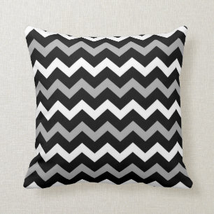Cojín Decorativo Patrón de estampado de Chevron gris y blanco
