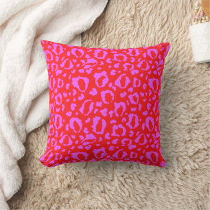 Cojín Decorativo Patrón de estampado de leopardo rosa y rojo