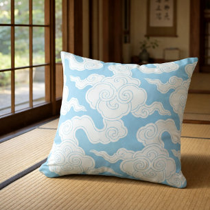 Cojín Decorativo Patrón de Esténcil de Nubes Japonesas Ise Katagami