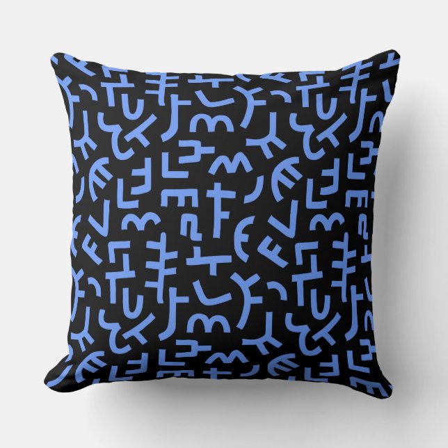 Cojín Decorativo Patrón de estilo Kuba 121019 - azul bebé en negro (Anverso)