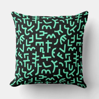 Cojín Decorativo Patrón de estilo Kuba 121019 - Turquesa sobre negr
