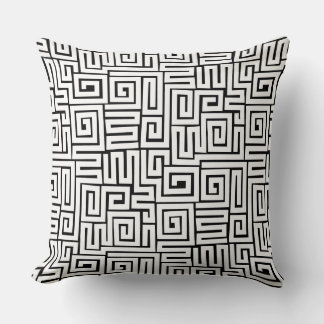 Cojín Decorativo Patrón de estilo Kuba 280922 - Blanco sobre negro