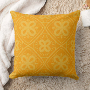 Cojín Decorativo patrón de estilo retro naranja