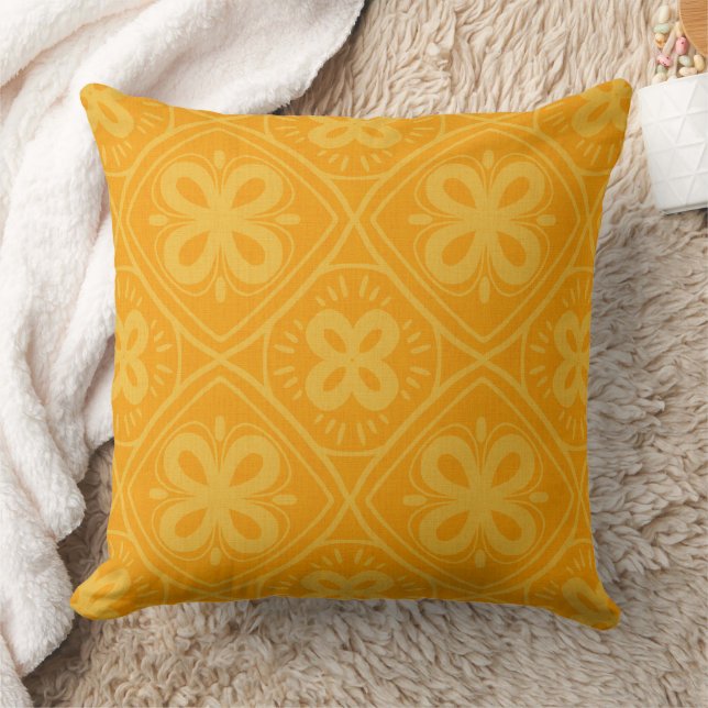 Cojín Decorativo patrón de estilo retro naranja (Manta)