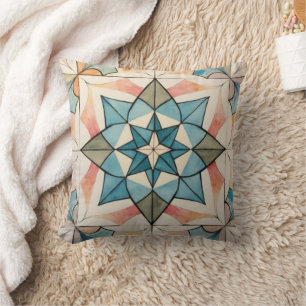 Cojín Decorativo Patrón de Estrella Atómica Modernista de Medianos