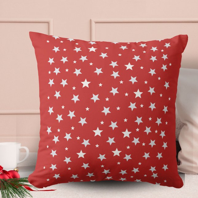 Cojín Decorativo Patrón de estrella blanca en rojo (Subido por el creador)