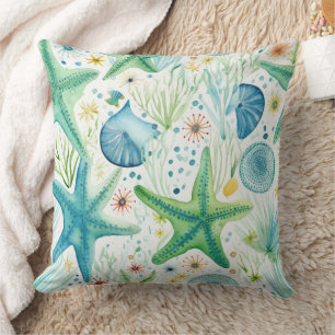 Cojín Decorativo Patrón de Estrella de Mar Costera