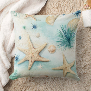 Cojín Decorativo Patrón de Estrella de Mar Costera