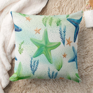 Cojín Decorativo Patrón de Estrella de Mar Costera