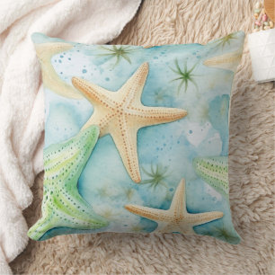 Cojín Decorativo Patrón de Estrella de Mar Costera
