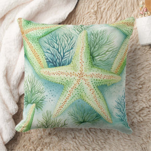 Cojín Decorativo Patrón de Estrella de Mar Costera
