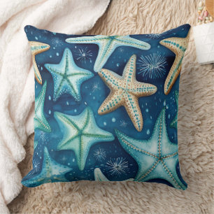 Cojín Decorativo Patrón de Estrella de Mar Costera
