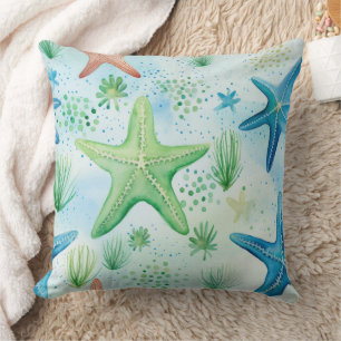 Cojín Decorativo Patrón de Estrella de Mar Costera