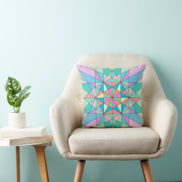 Cojín Decorativo Patrón de estrella de triángulo de mosaico pastel 