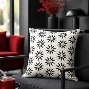 Cojín Decorativo Patrón de estrella geométrico Blanco y negro