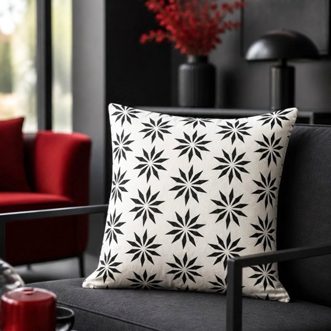 Cojín Decorativo Patrón de estrella geométrico | Blanco y negro (Subido por el creador)