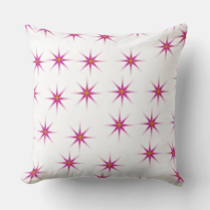 Cojín Decorativo Patrón de estrellas brillantes de color rosa neón
