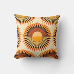 Cojín Decorativo Patrón de estrellas de flores de marfil naranja