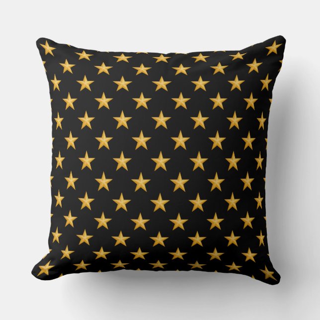 Cojín Decorativo Patrón de Estrellas Doradas (Anverso)
