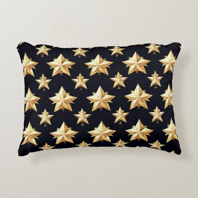 Cojín Decorativo patrón de estrellas doradas (Anverso)