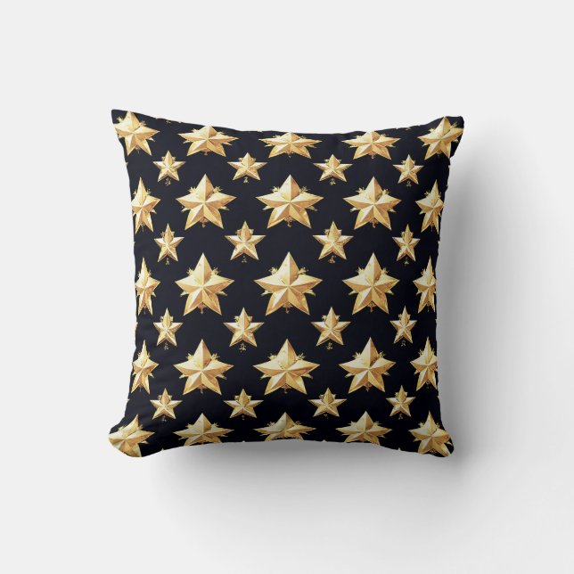 Cojín Decorativo patrón de estrellas doradas (Anverso)