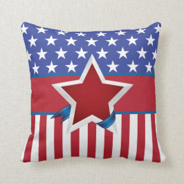 Cojín Decorativo Patrón de estrellas patrióticas rojas en blanco y 