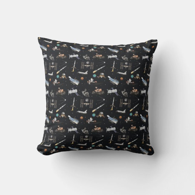 Cojín Decorativo Patrón de exploración espacial (Anverso)