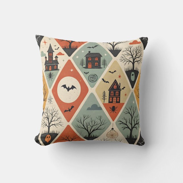 Cojín Decorativo Patrón de fantasma oscuro (Anverso)