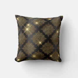 Cojín Decorativo Patrón de filigrana con brillo negro y dorado