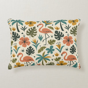 Cojín Decorativo Patrón de flamenco tropical y palmera