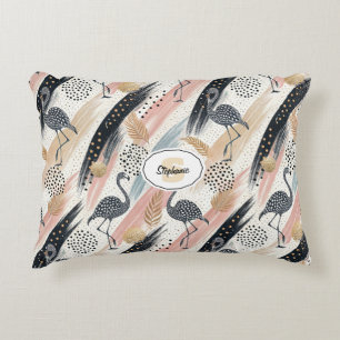 Cojín Decorativo Patrón de flamenco y pincel estilizado