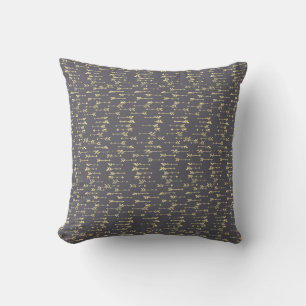 Cojín Decorativo patrón de flecha boho minimalista azul y amarillo