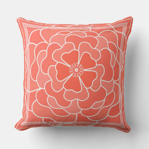 Cojín Decorativo patrón de flor abstracto naranja