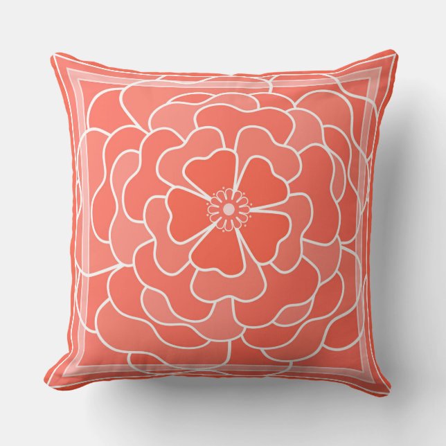 Cojín Decorativo patrón de flor abstracto naranja (Anverso)