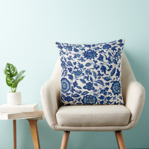 Cojín Decorativo Patrón de Flor Azul