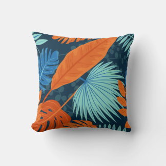 Cojín Decorativo Patrón de flor de color de agua del Naranja azul m