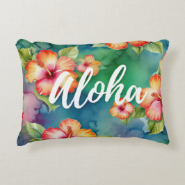 Cojín Decorativo Patrón de flor de hibisco hermoso Aloha Hawái