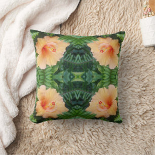 Cojín Decorativo Patrón de flor de Hibiscus naranja