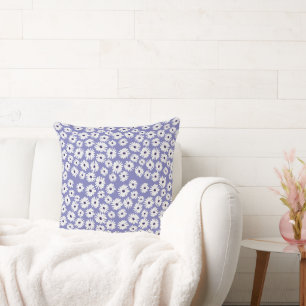 Cojín Decorativo Patrón de flor de margarita blanca azul