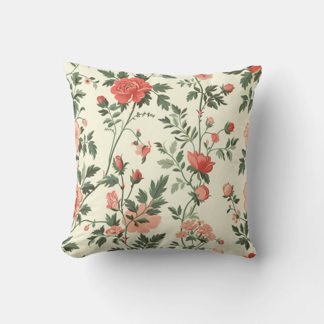 Cojín Decorativo Patrón de flor de rosas (Anverso)