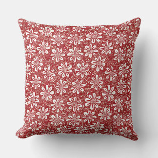 Cojín Decorativo Patrón de flor dibujado a mano 140617 - Rojo de ru