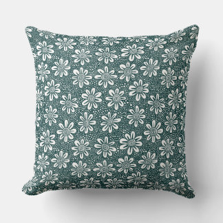 Cojín Decorativo Patrón de flor dibujado a mano 140617 - Verde oscu