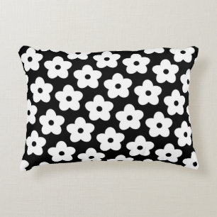 Cojín Decorativo Patrón de flor en blanco y negro Y2K