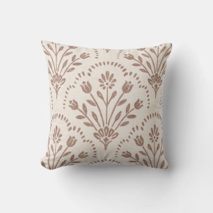 Cojín Decorativo Patrón de flor escalonada marrón cálido texturizad