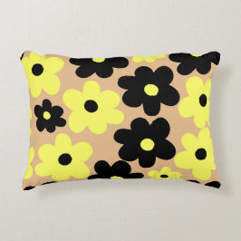 Cojín Decorativo Patrón de flor hippie amarillo-negro